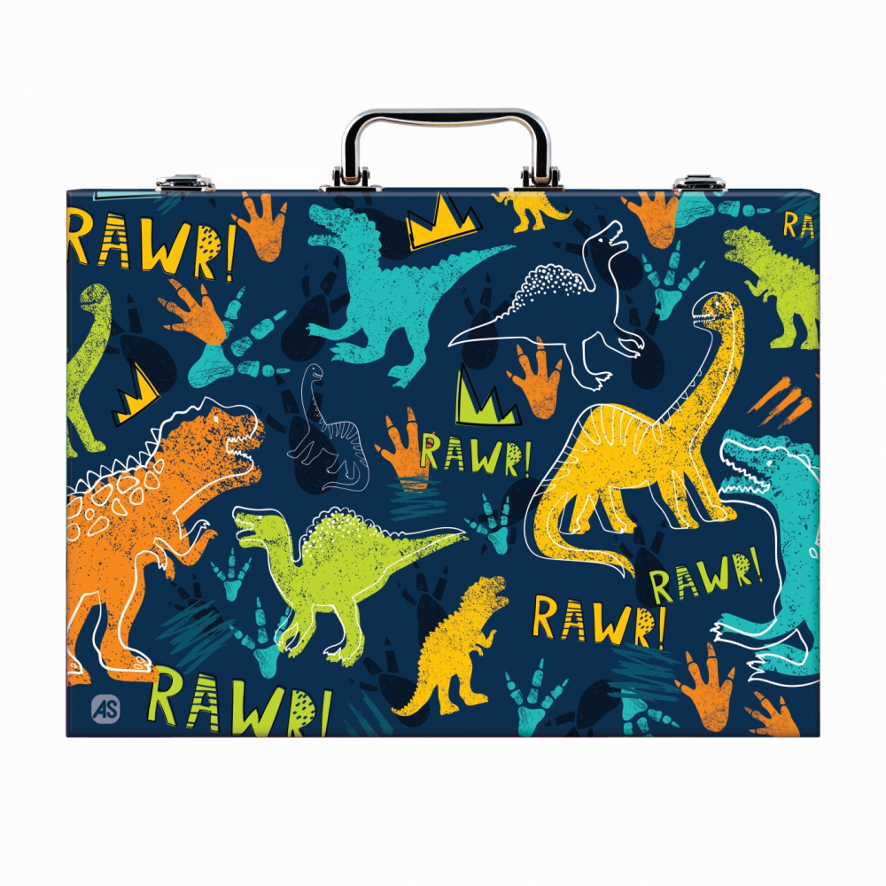 Trusa Happi Hobbi pentru desen cu 100 piese,lemn, design dinozaur,+3 ani [7]