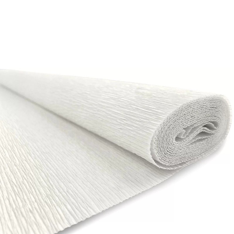 Hartie creponata solida floristica,50x200 cm,alb [2]