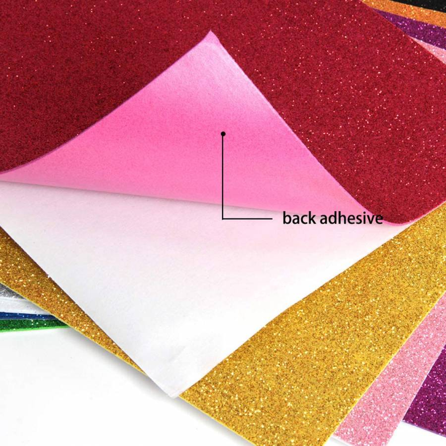 Hartie gumata colorata cu sclipici autoadeziva pentru activitati crafts A4,1.8 mm,10 coli/set [3]