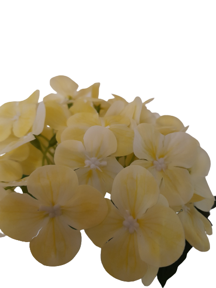 Hortensie galbena artificiala decorativa in ghiveci ceramic [2]
