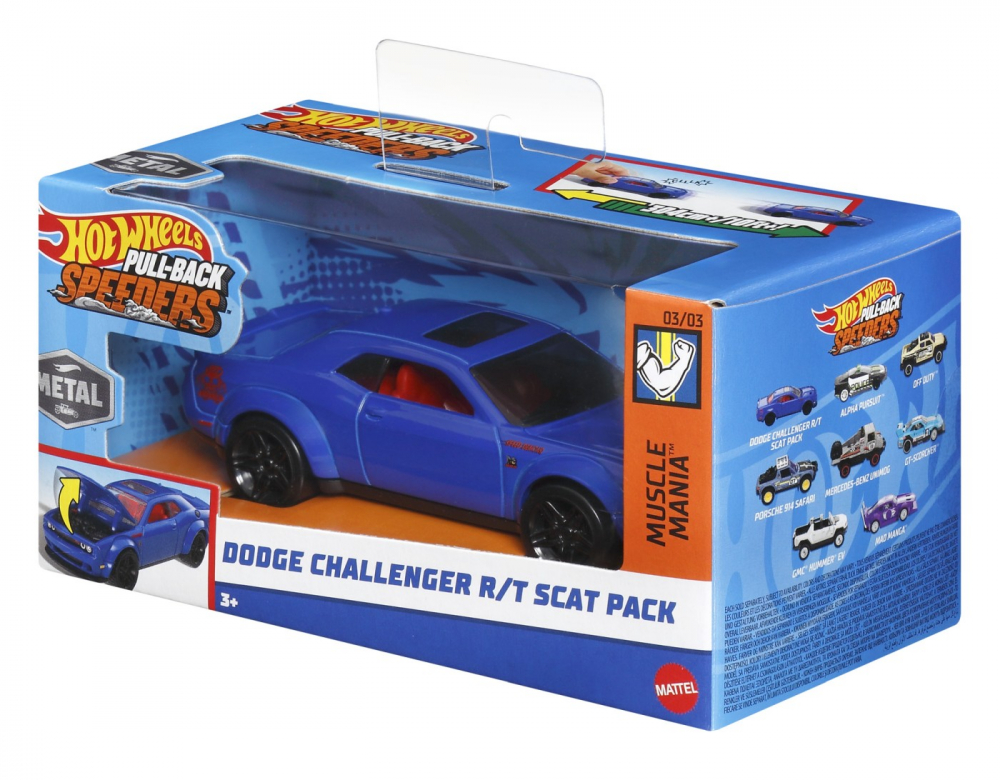 HOT WHEELS MASINUTA METALICA CU SISTEM PULL BACK DODGE CHALLENGER R/T SKAT PACK SCARA 1:43 [2]