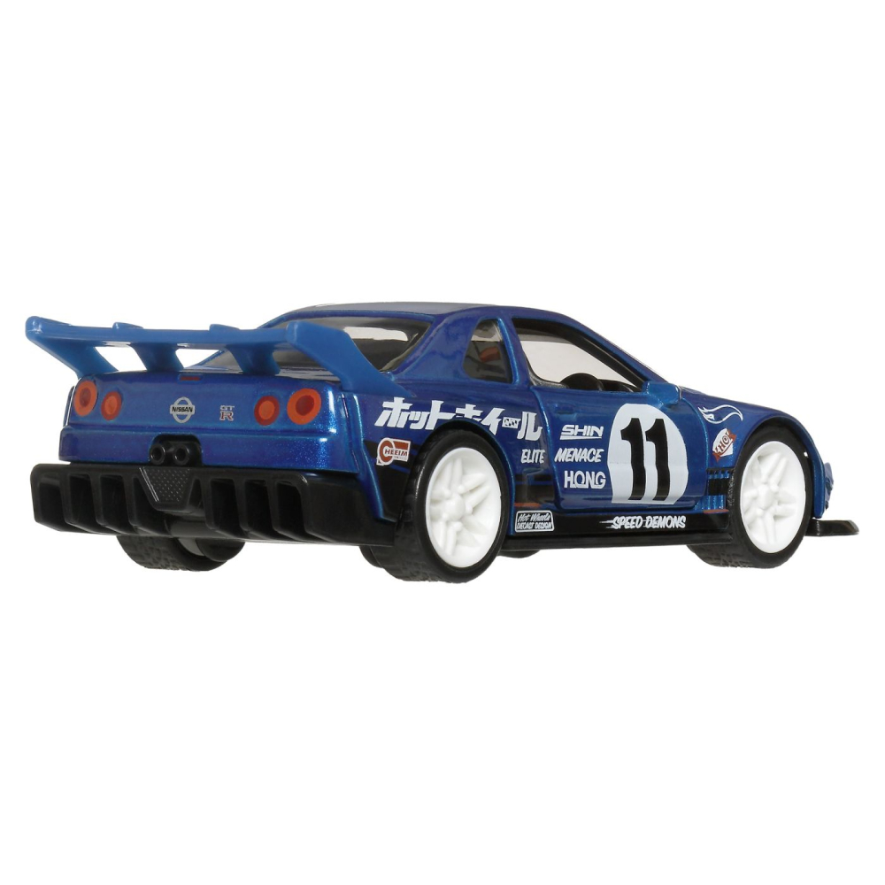 HOT WHEELS MASINUTA METALICA CU SISTEM PULL BACK NISSAN SKYLINE GT R R34 1999 NIGHT BURNERZ SCARA 1 LA 43 [5]