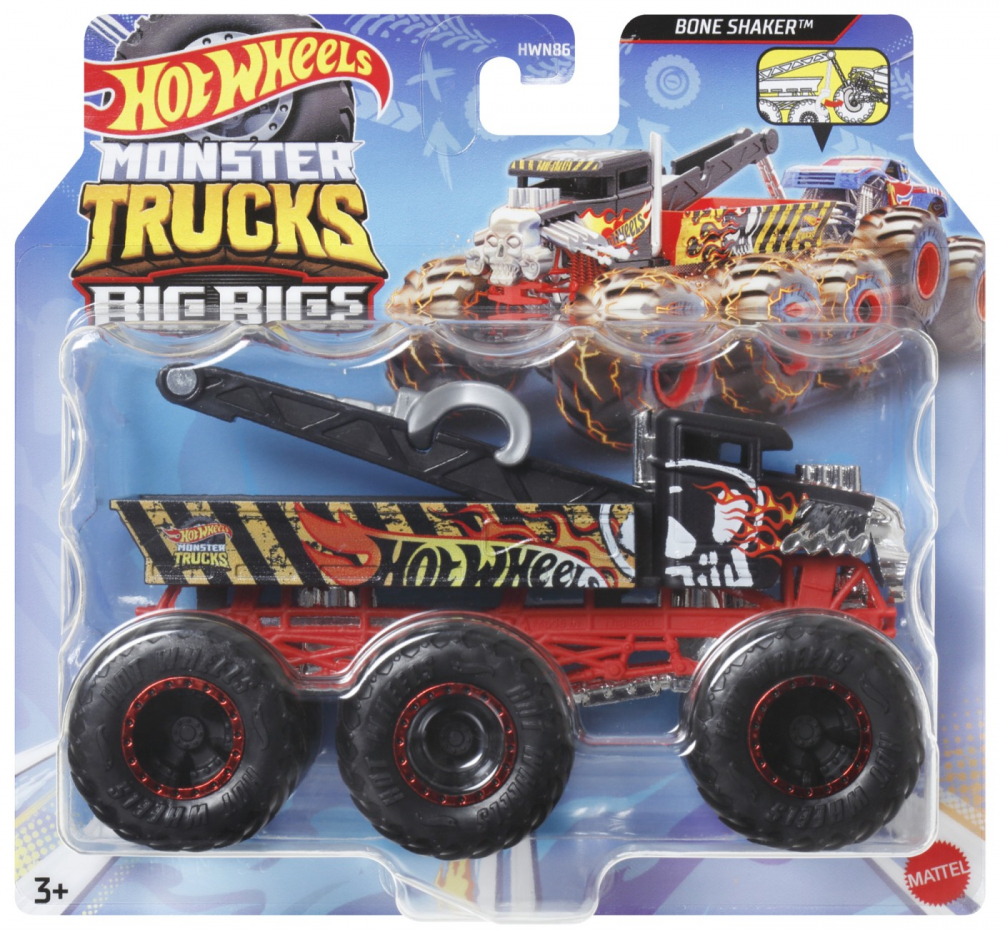 HOT WHEELS MONSTER TRUCK BIG RIGS MASINUTA METALICA CU 6 ROTI BONE SHAKER SCARA 1:64 [1]