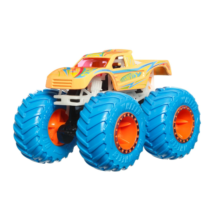 Hot wheels monster truck glow in the dark masinuta podium crasher scara 1:64 [2]