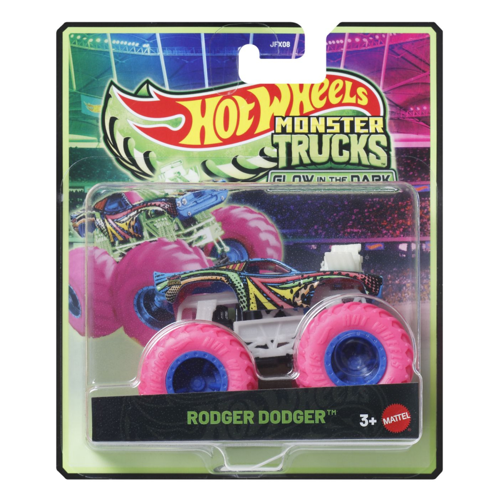 HOT WHEELS MONSTER TRUCK GLOW IN THE DARK MASINUTA RODGER DODGER SCARA 1 LA 64