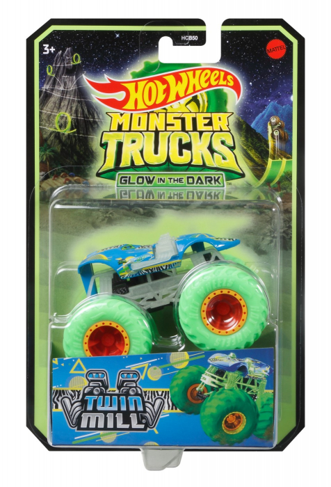 Hot Wheels - Monster Truck Glow in the Dark Mașinuța Twin Mill 1:64  [1]