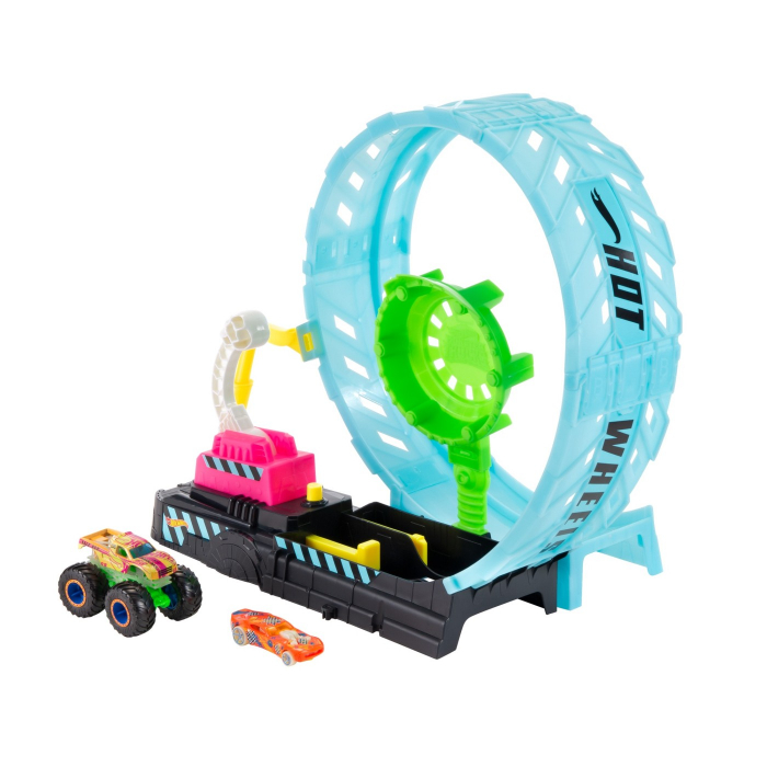 Hot Wheels Monster Truck Pista Cascadorilor în Buclă Fosforescentă [2]