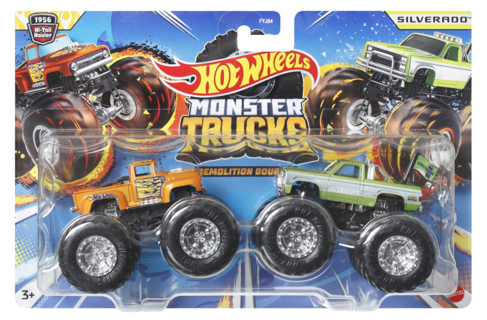 Hot Wheels Monster Truck Set 2 Masini Scara 1 La 64 Hi-Tail Hauler Si Silverado