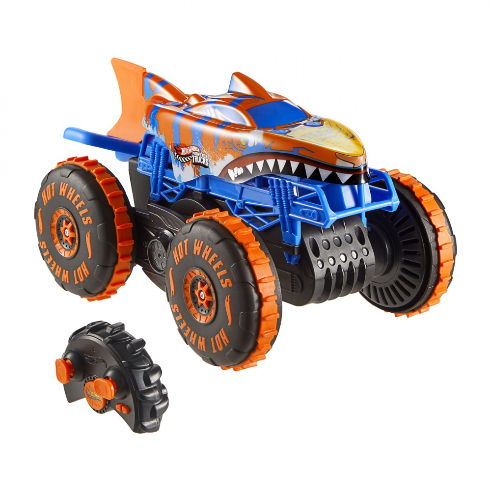 HOT WHEELS MONSTER TRUCK SHARKS VS DINOS MASINA CU TELECOMANDA TIGER SHARK CLIMBER [2]