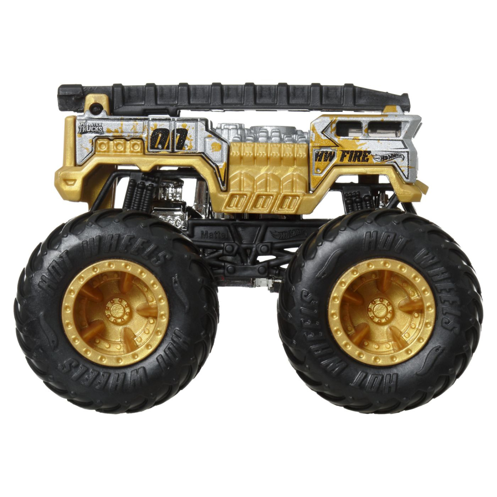 HOT WHEELS MONSTER TRUCK SI MASINUTA METALICA 5 ALARM AURIU [6]
