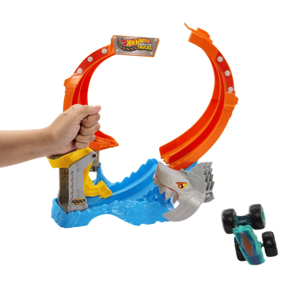HOT WHEELS MONSTER TRUCKS PISTA SPIRALA IZBIREA RECHINULUI CU 1 MASINUTA MEGA WREX INCLUSA [7]
