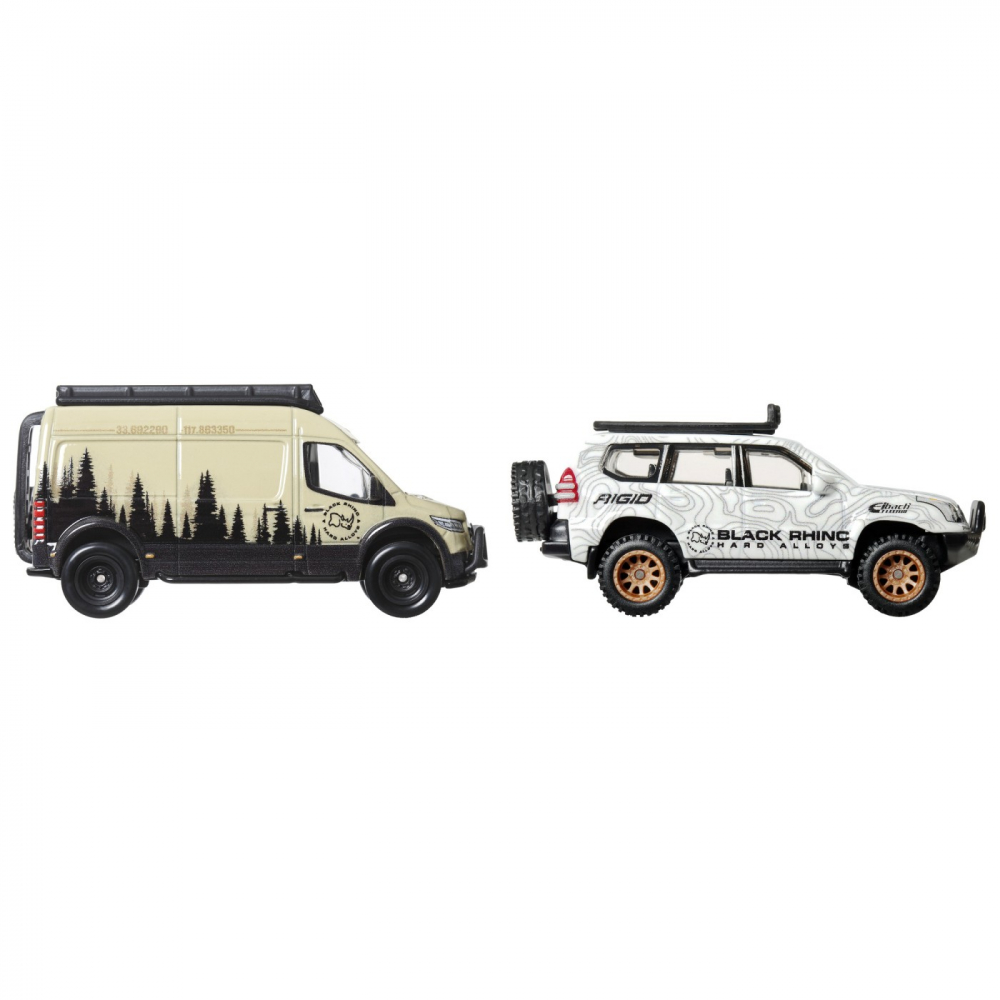 Hot Wheels Premium Set 2 Masinute Metalice Toyota Land Cruiser Prado Si Mercedes Benz Sprinter Tourer Scara 1:64 [5]