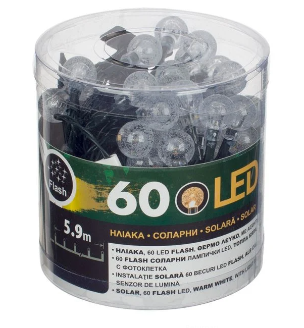 Instalatie lumini 60 LED alb cald Crystal, senzor lumina, 2 functii, 5.9 m [3]