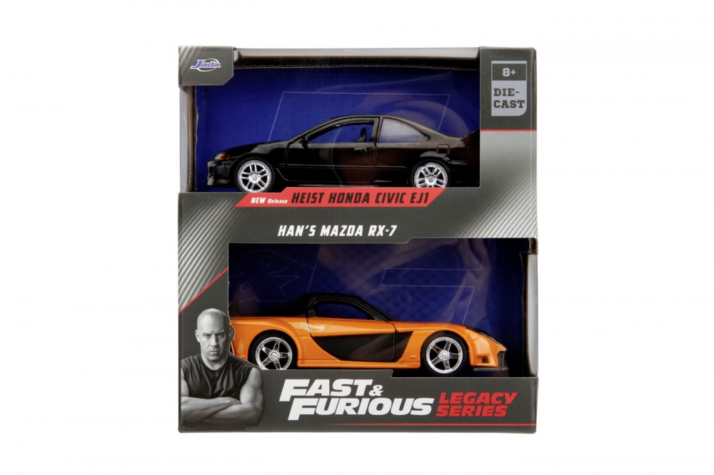 JADA FAST  FURIOUS LEGACY SERIES SET 2 MASINUTE METALICE HONDA CIVIC SI MAZDA RX-7 SCARA 1:32