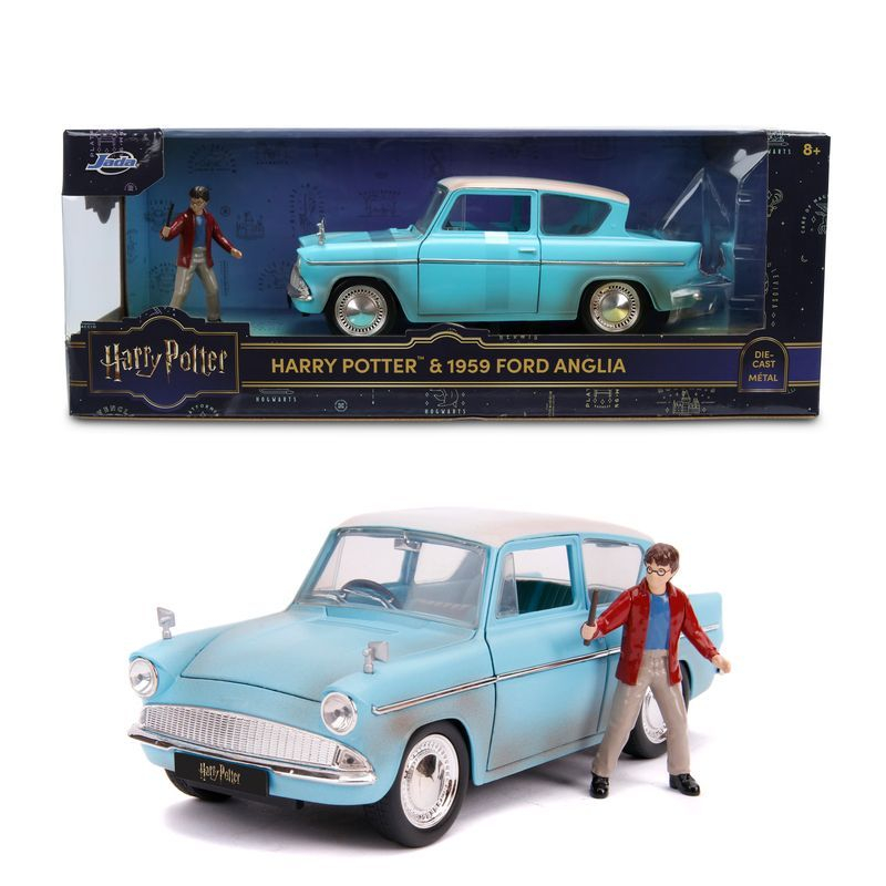JADA HARRY POTTER SET FIGURINA HARRY POTTER SI MASINUTA METALICA FORD ANGLIA 1959 SCARA 1 LA 24 [4]