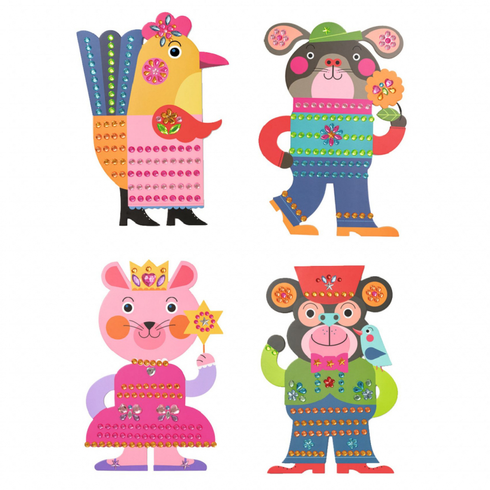 Set creativ 4 planse  de decorat animale cu strasuri,3-6 ani [2]