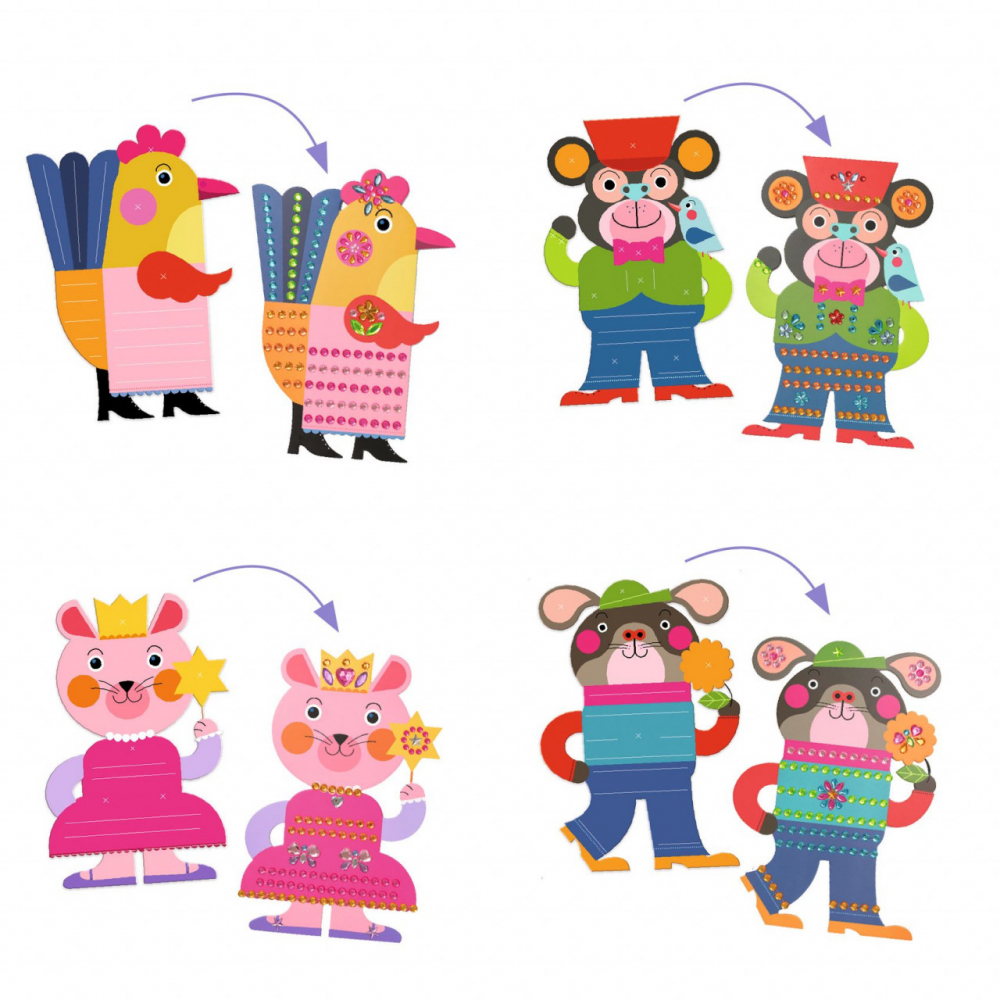 Set creativ 4 planse  de decorat animale cu strasuri,3-6 ani [3]