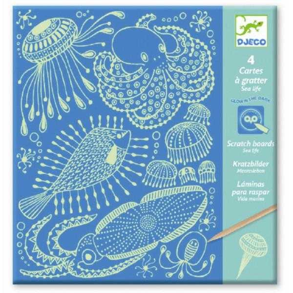 Joc creativ de razuit planse fluorescente In adancul oceanului, Djeco