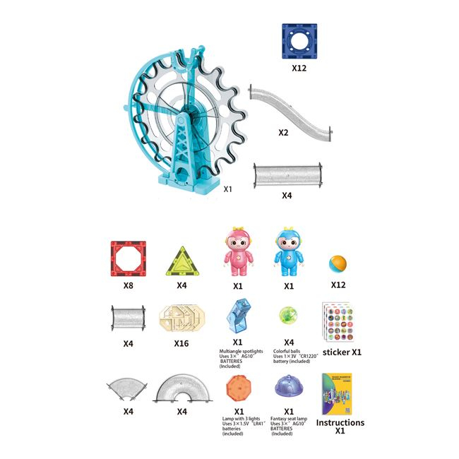 Joc de constructie magnetic cu sunet si lumini-80 piese [2]