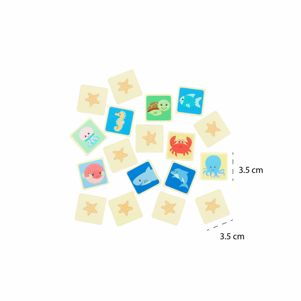 Joc de memorie din lemn cu vietatiile marii, Orange Tree Toys [3]