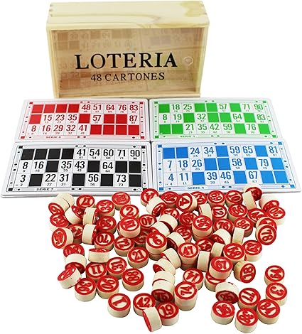 Joc de societate Loto cu carduri si jetoane, cutie depozitare lemn, 18x10.5x5.5 cm