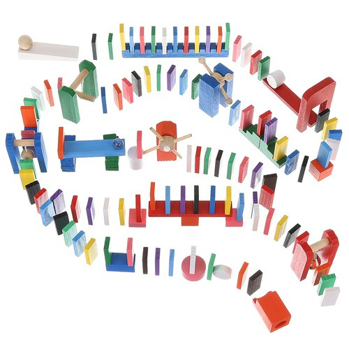 Joc Domino din lemn cu saculet inclus, multicolor,360 piese [2]