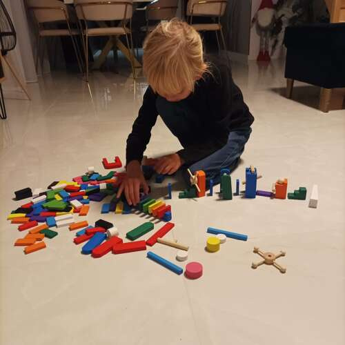 Joc Domino din lemn cu saculet inclus, multicolor,360 piese [11]