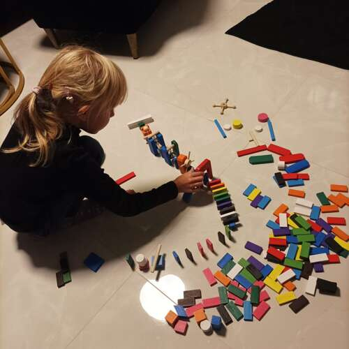Joc Domino din lemn cu saculet inclus, multicolor,360 piese [10]