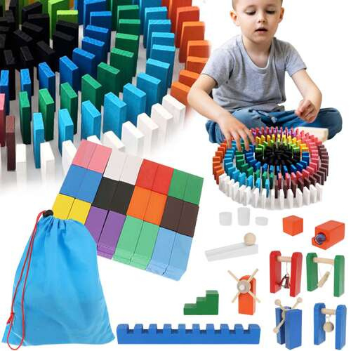 Joc Domino din lemn cu saculet inclus, multicolor,360 piese [1]