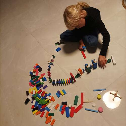 Joc Domino din lemn cu saculet inclus, multicolor,360 piese [9]