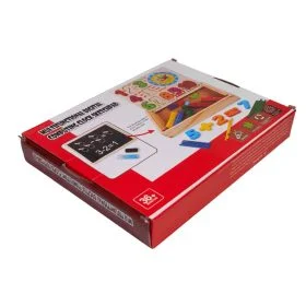 Joc educativ cu puzzle numere ,betisoare si tabla de scris cu creta,lemn,24x19x3 cm [3]