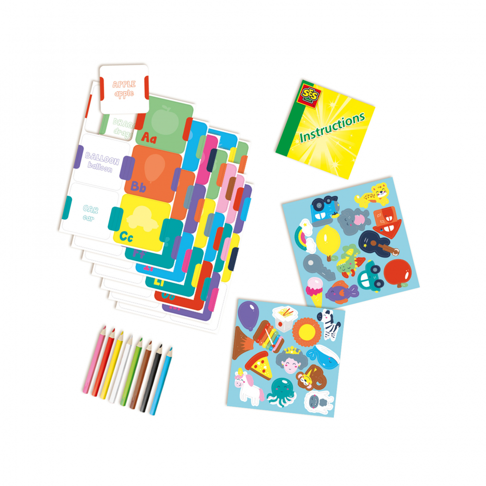 Joc educativ de invatat engleza pentru copii cu carduri si creioane colorate, 3-6 ani [2]