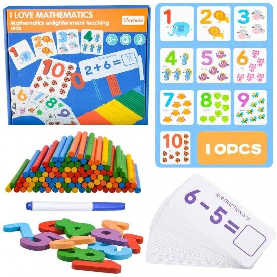 Joc educativ de matematica cu betiosare, carduri si numere din lemn, +4 ani [7]