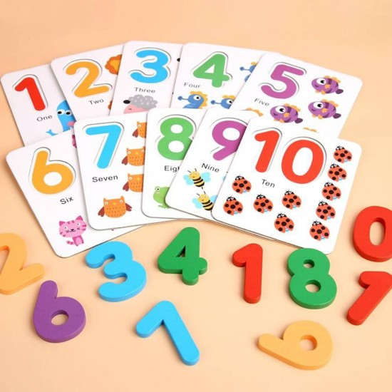 Joc educativ de matematica cu betiosare, carduri si numere din lemn, +4 ani [6]