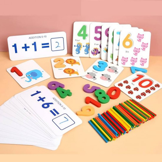 Joc educativ de matematica cu betiosare, carduri si numere din lemn, +4 ani [5]