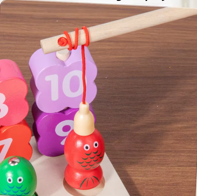 Joc educativ din lemn 3 in 1, sortator,pescuit si puzzle numere, 23x15 cm,+3 ani [5]