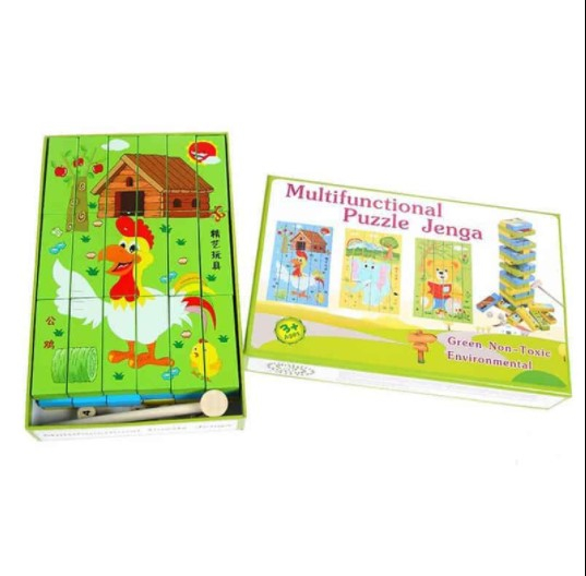 Joc interactiv 2 in 1 Jenga Turnul Instabil si Puzzle - 54 piese [3]