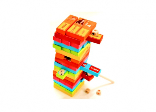 Joc interactiv din lemn Cartoon Jenga [2]
