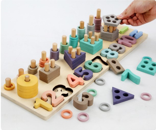 Joc educativ 3 in 1 logaritmic cu sortator forme geometrice si cifre [2]