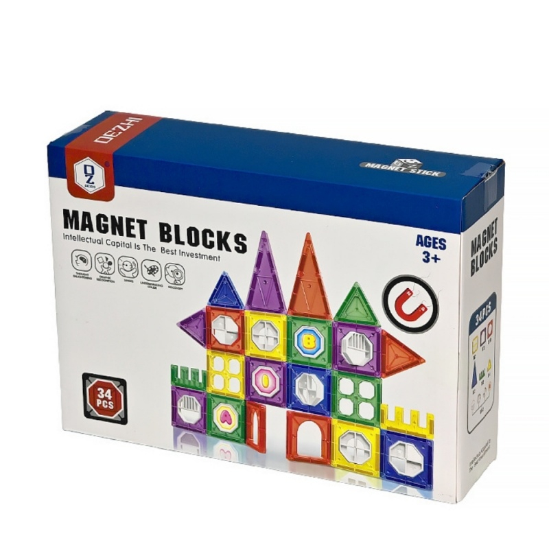 Joc magnetic de constructie pentru copii, 34 piese, diverse forme si culori, 3 ani+ [2]