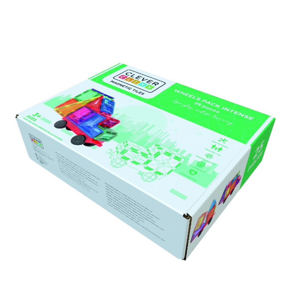 Joc magnetic de construit cu set de roti 25 piese, Cleverclixx [2]