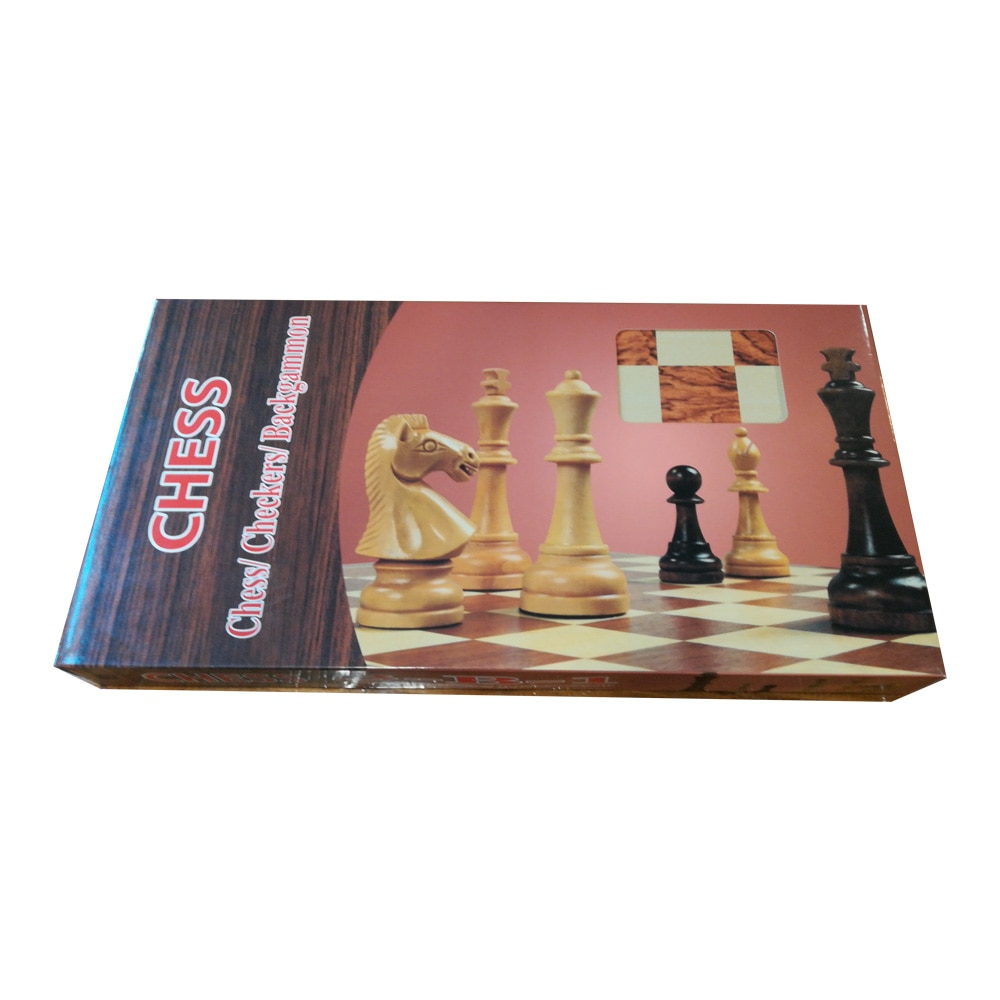 Joc societate 3 in 1 sah,table si dame, lemn,48x24x4 cm [4]