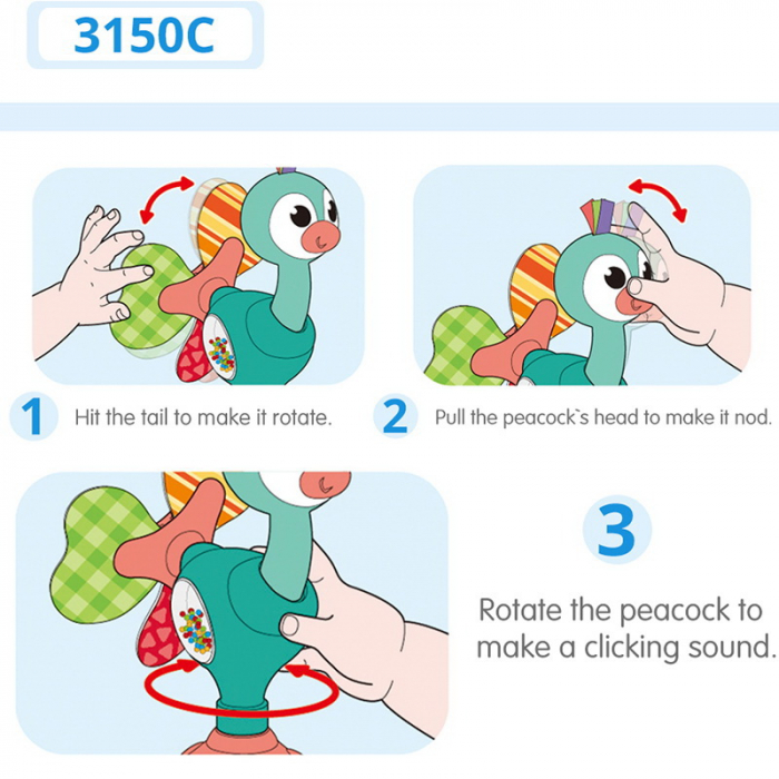 Jucărie Bebe cu Ventuză - Paun  [8]