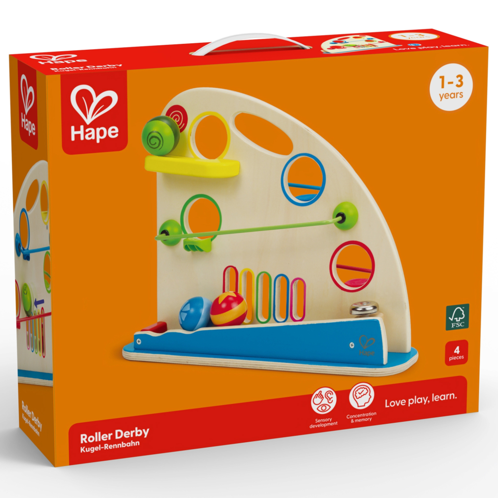 Jucarie din lemn ,   Cursa cu bile (pista dubla interactiva)