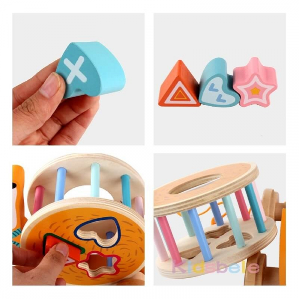 Jucarie interactiva din lemn de tras cu snur in forma de crocodil [3]