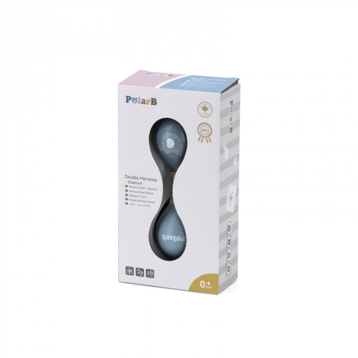 Jucărie Maracas pentru Bebeluși, Lemn, Model Elefant, +12 Luni [2]