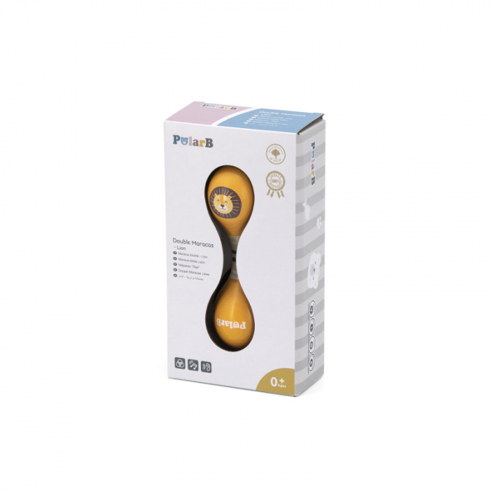 Jucărie Maracas pentru Bebeluși, Lemn, Model Leu, +12 Luni [2]