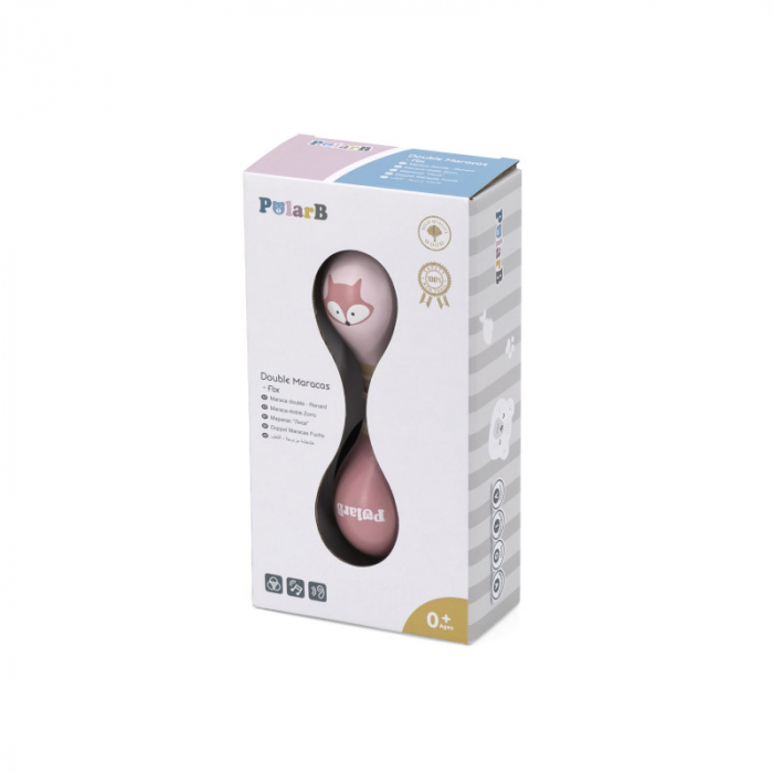 Jucărie Maracas pentru Bebeluși, Lemn, Model Vulpe, +12 Luni [2]