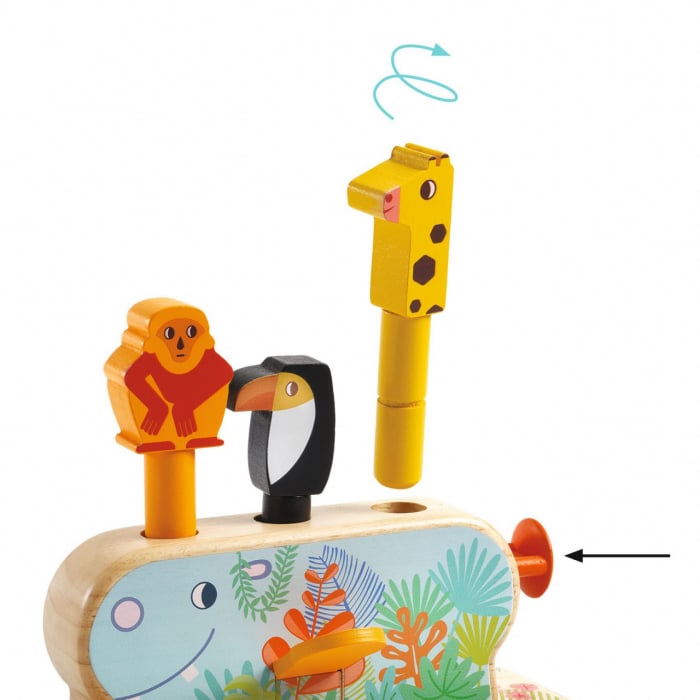 Jucarie pop-up multi activity cu 3 animale,lemn,+18 luni [3]
