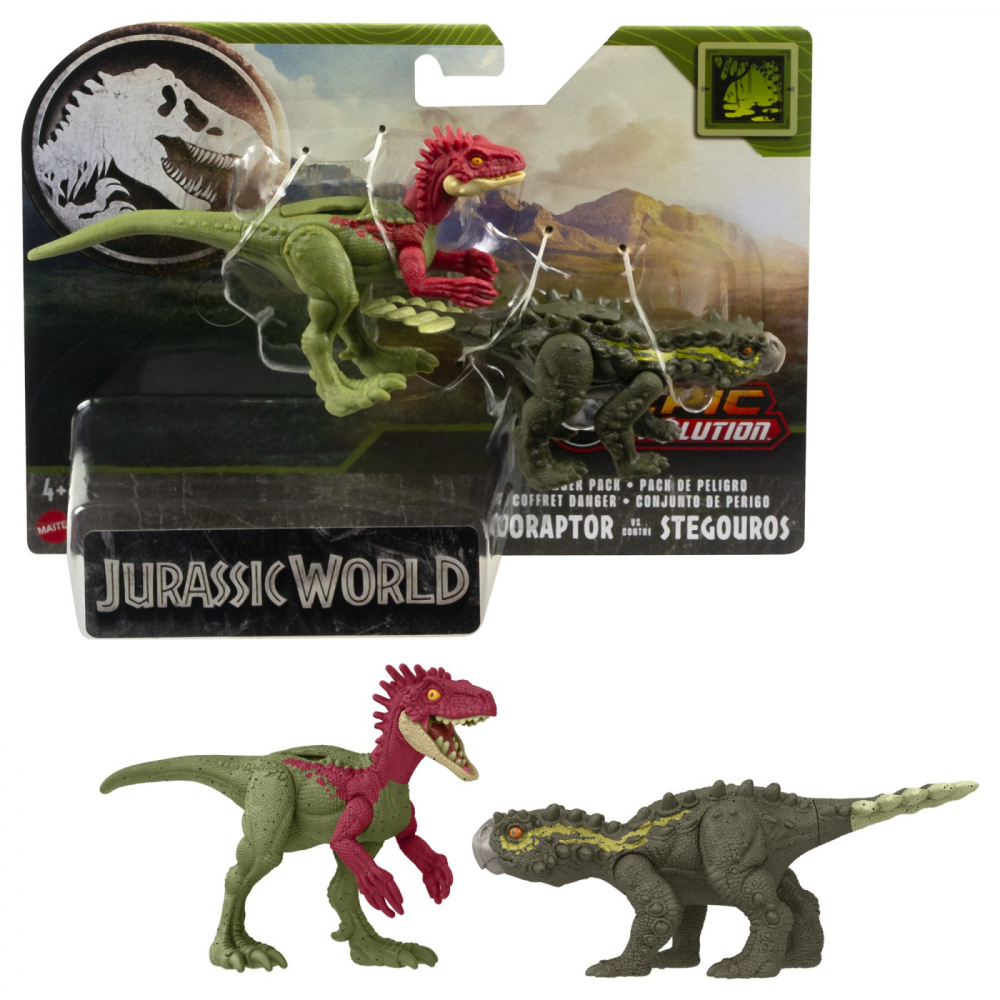 Set 2 figurine Jurassic Wolrd Dino Eoraptor vs Stegorous ,+4 ani [6]